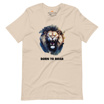 Funny Born to Roar Lion lightweight graphic tee in soft cream by Boozy Fox