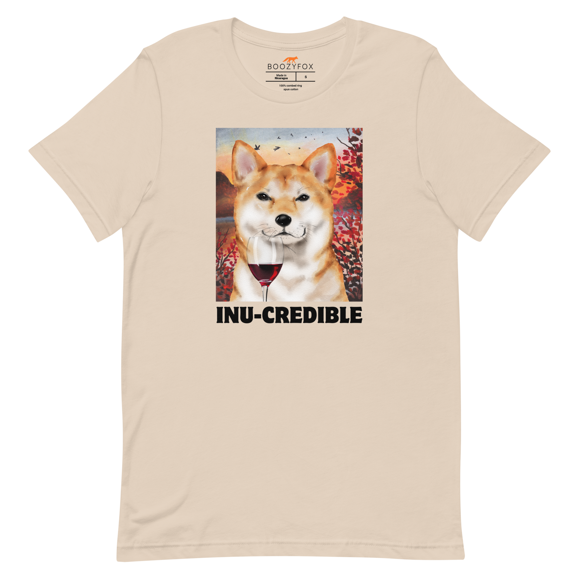 Funny Shiba Inu lightweight graphic tee in soft cream by Boozy Fox