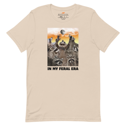 Funny In My Feral Era Raccoon lightweight graphic t-shirt in soft cream by Boozy Fox