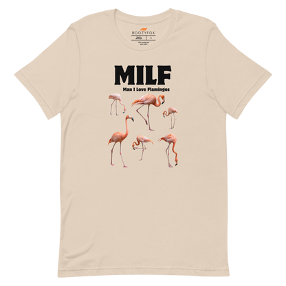 Funny Man I Love Flamingos lightweight graphic tee in soft cream by Boozy Fox