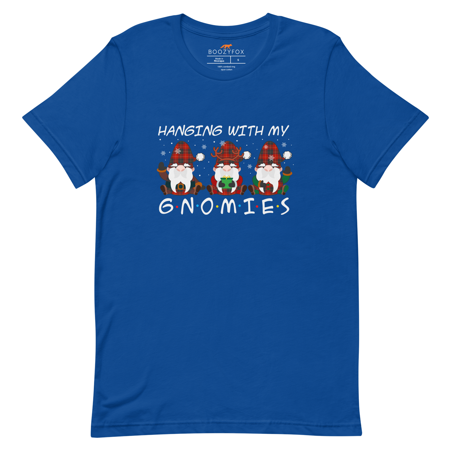 True Royal Premium Christmas Gnome Tee featuring a delight Hanging With My Gnomies graphic on the chest - Funny Christmas Graphic Gnome Tees - Boozy Fox