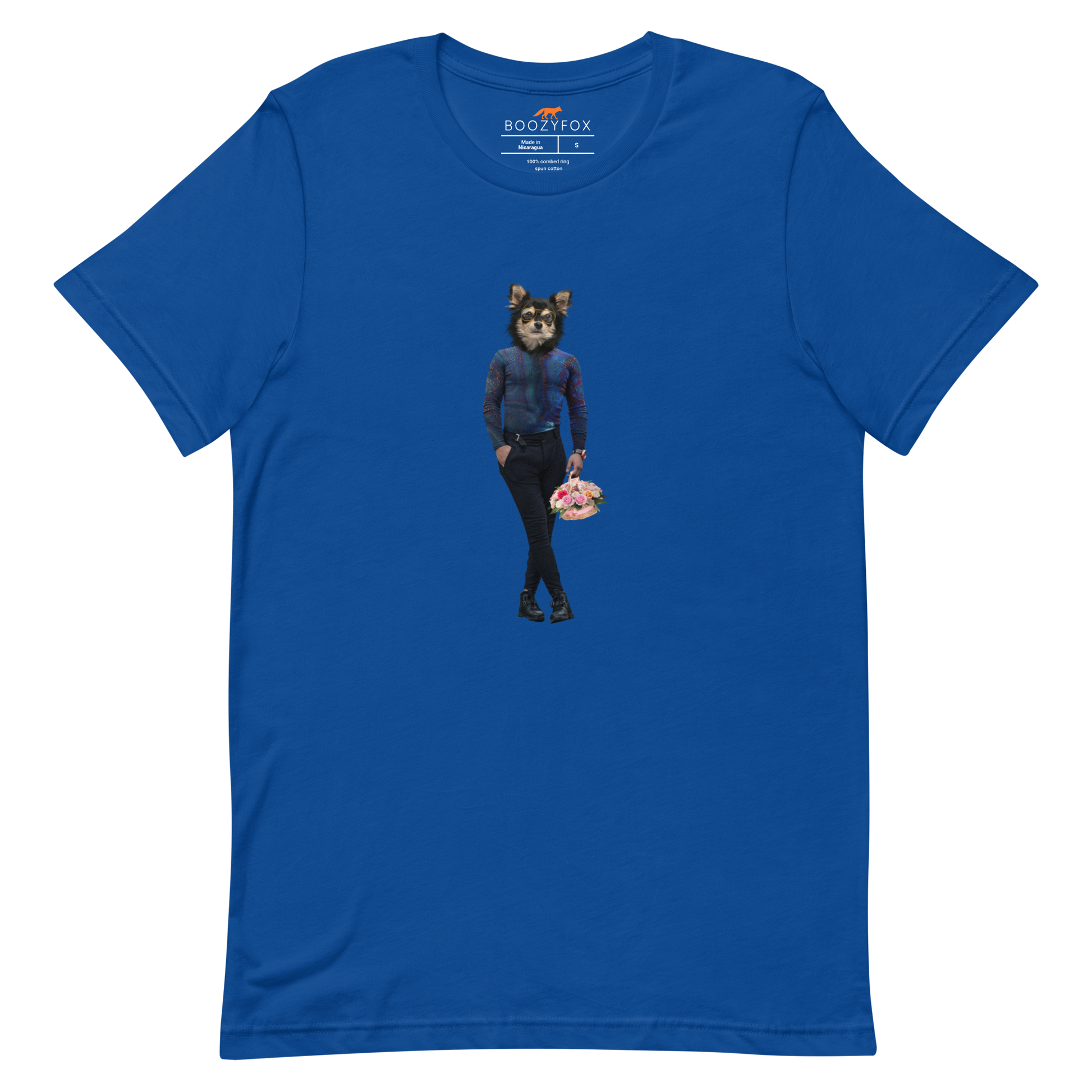 True Royal Blue Premium Dog T-Shirt featuring an Anthropomorphic Dog graphic on the chest - Funny Graphic Dog Tees - Boozy Fox