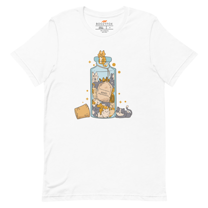 White Premium Cat T-Shirt featuring a funny Anti-Depressants graphic on the chest - Cute Graphic Cat Tees - Boozy Fox