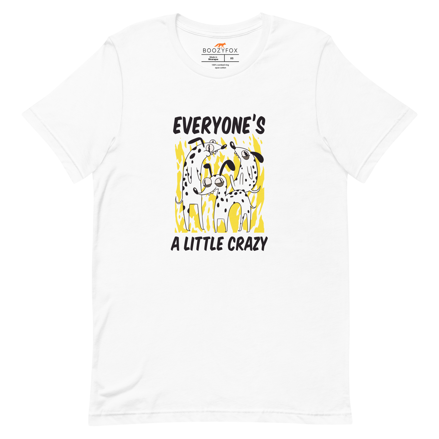 White Premium Dog T-Shirt featuring a Everyone's A Little Crazy graphic on the chest - Funny Graphic Dog Tees - Boozy Fox