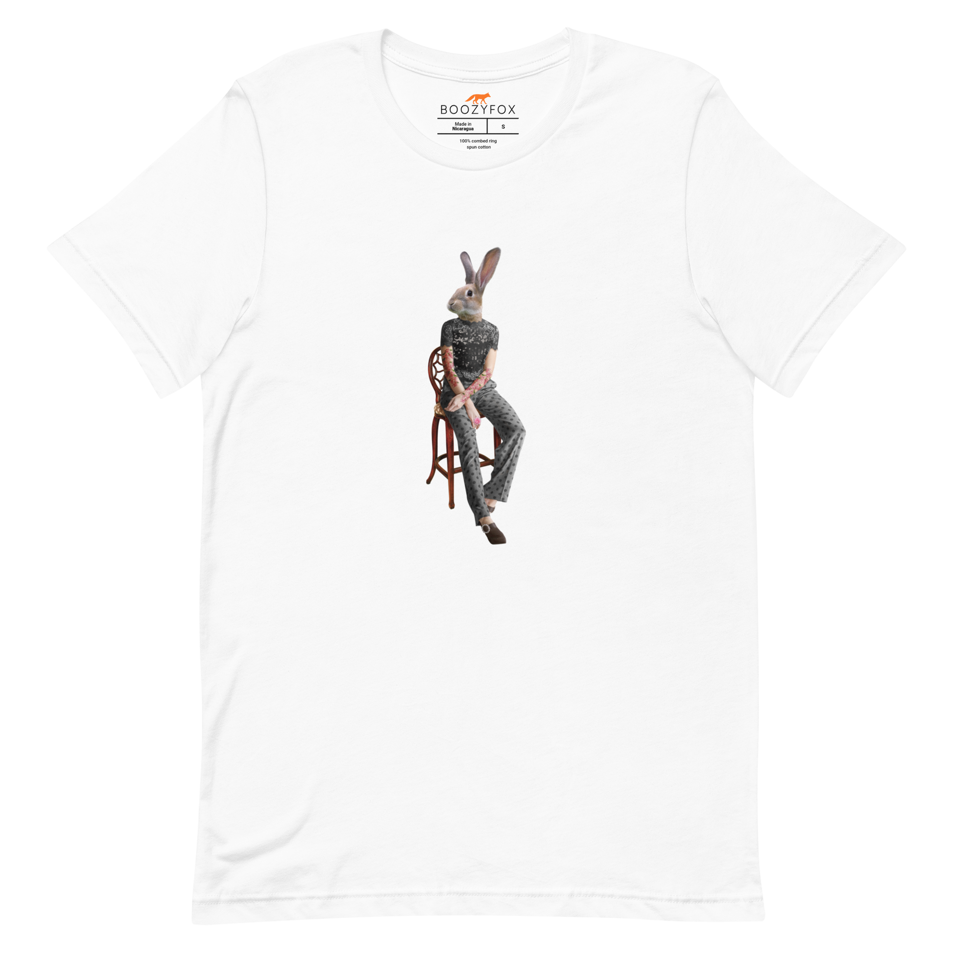 Anthropomorphic Rabbit Tee Online - White - Boozy Fox