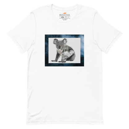 White Premium Koala Tee featuring a Mystical Koala graphic on the chest - Cool Graphic Koala Tees - Boozy Fox