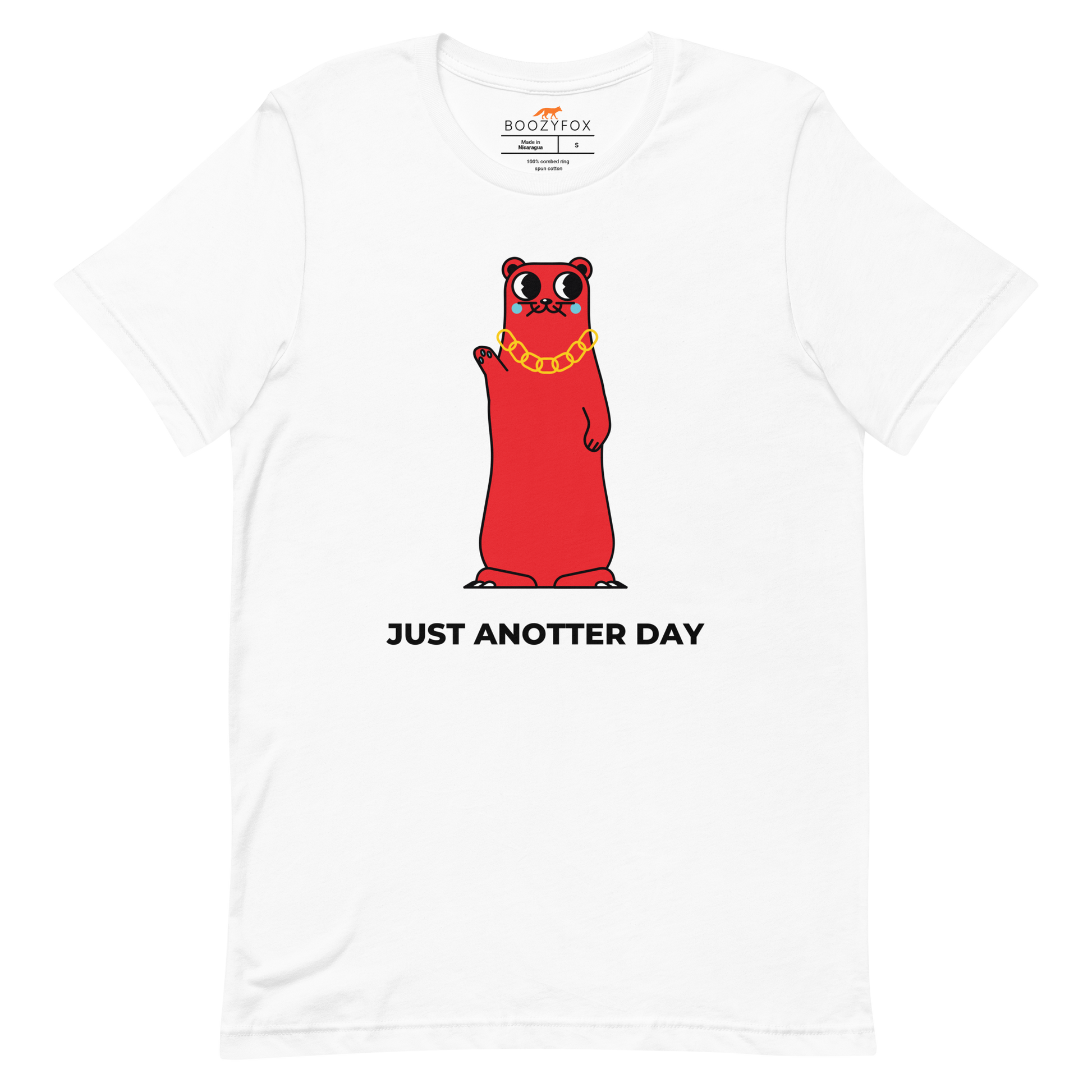 White Premium Otter T-Shirt featuring a Just Anotter Day graphic on the chest - Funny Graphic Otter Tees - Boozy Fox