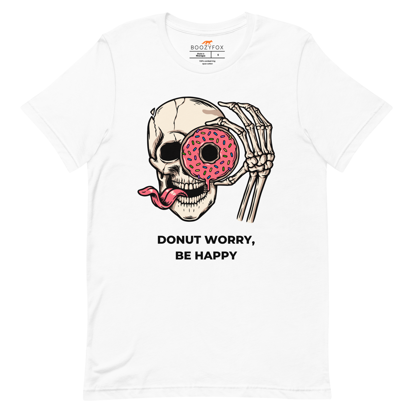 Donut Worry Be Happy Tee Online - White - Boozy Fox