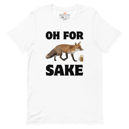 White Premium Fox T-Shirt featuring a Oh For Fox Sake graphic on the chest - Funny Graphic Fox Tees - Boozy Fox