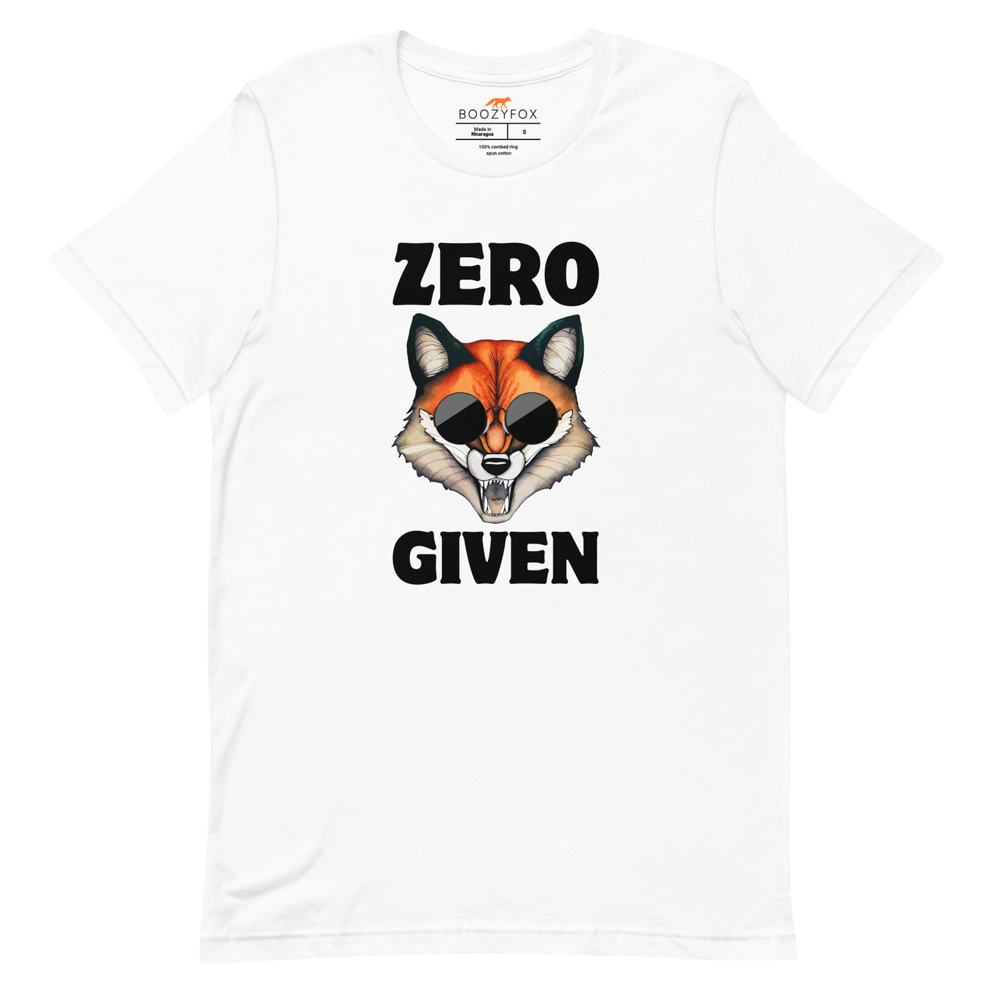 White Premium Fox Tee featuring a Zero Fox Given graphic on the chest - Funny Graphic Fox Tees - Boozy Fox