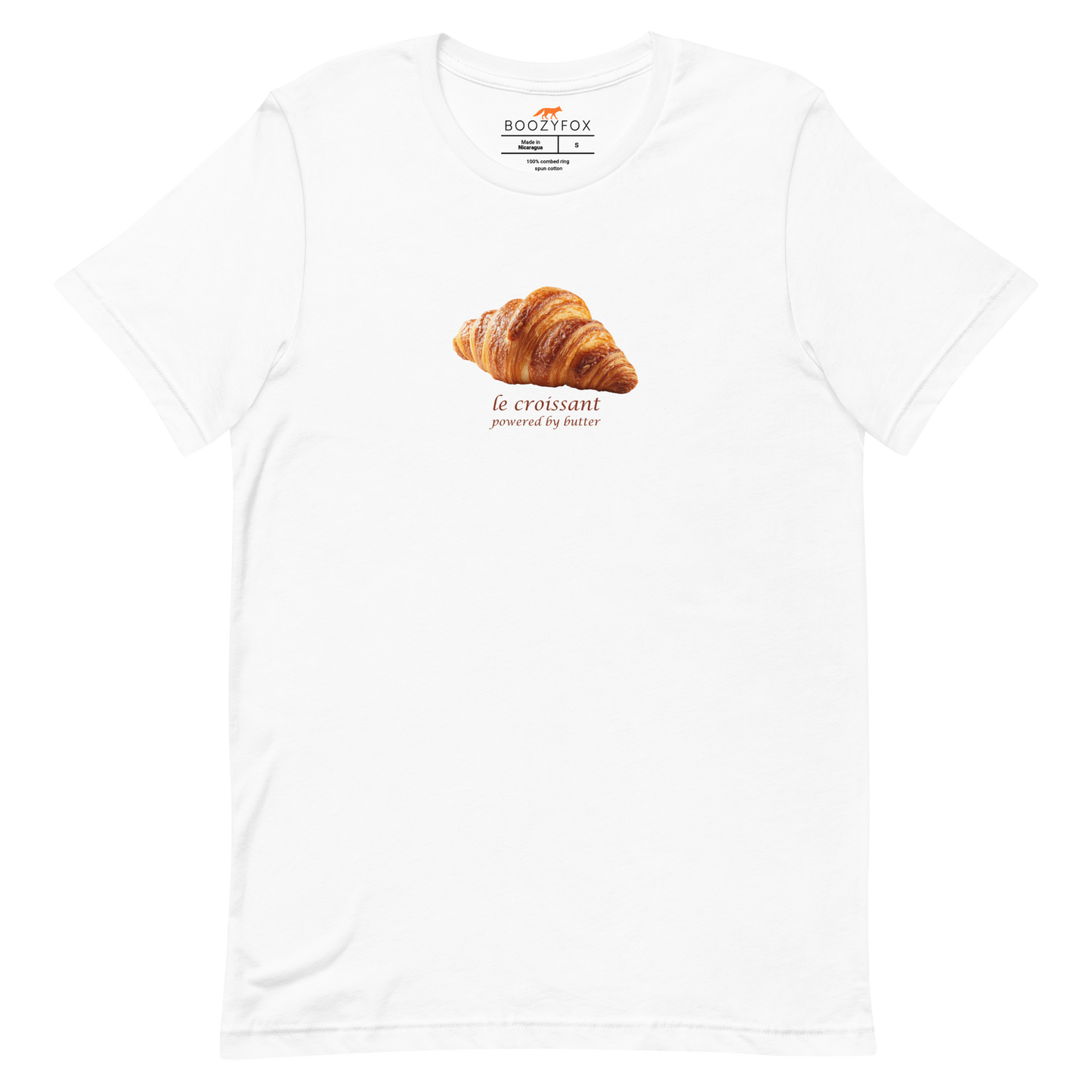 Funny Le Croissant lightweight graphic tee in white by Boozy Fox
