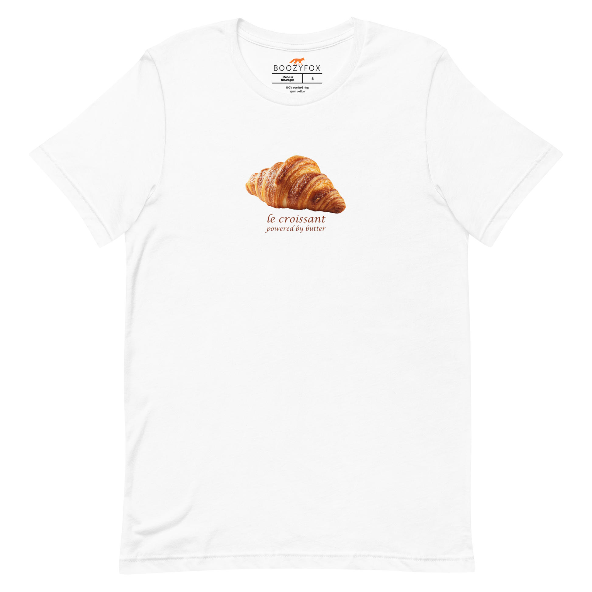 Funny Le Croissant lightweight graphic tee in white by Boozy Fox