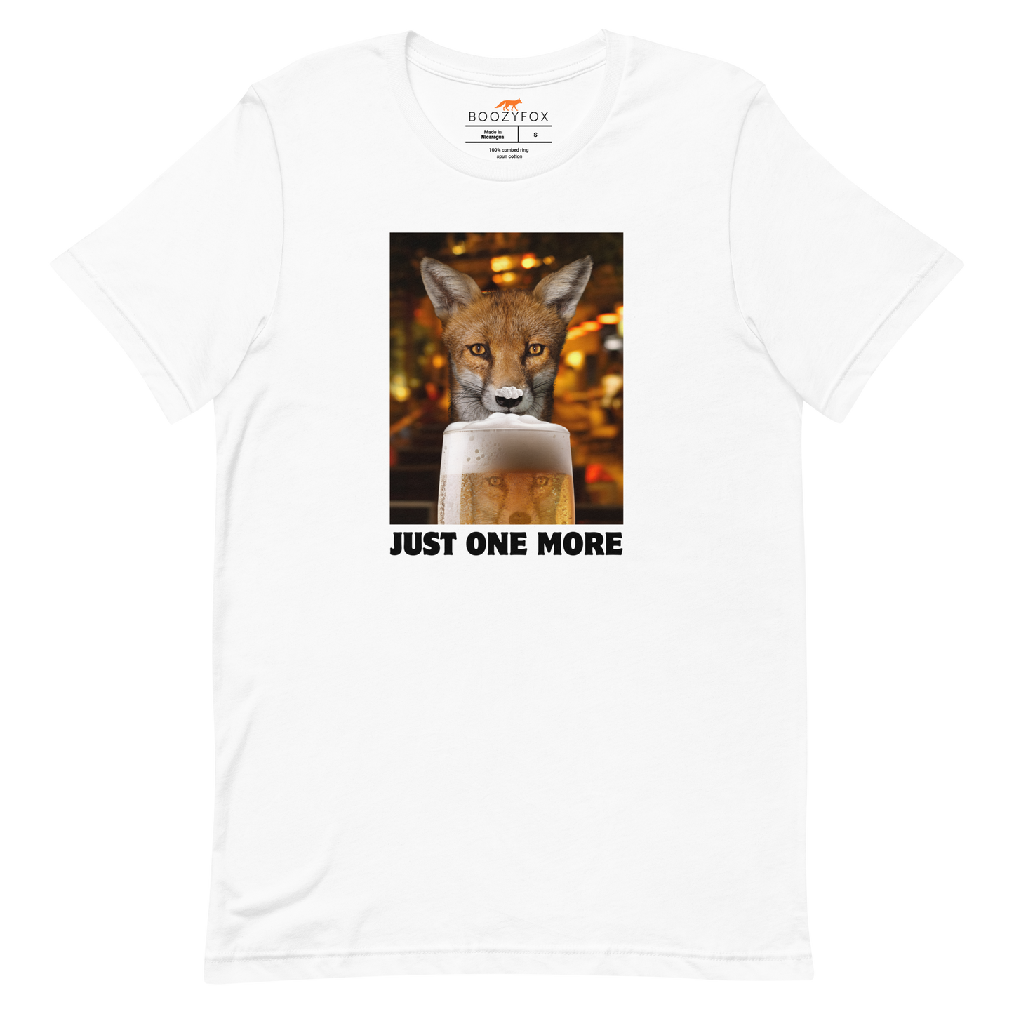 Funny Just One More Fox beer lightweight graphic t-shirt in white by Boozy Fox