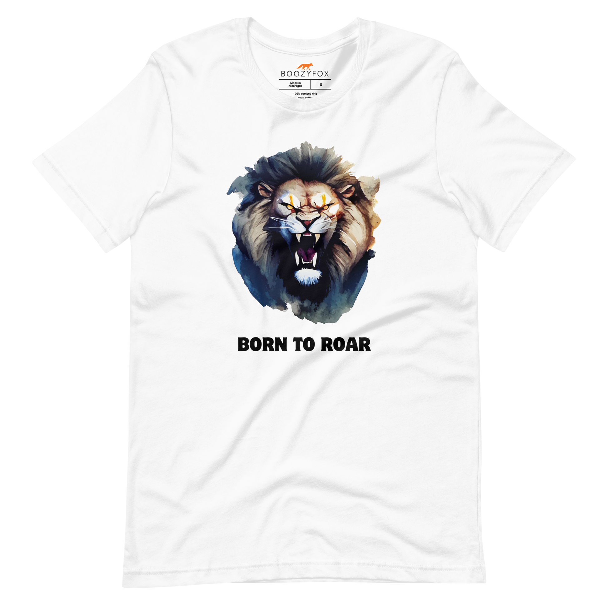 Funny Born to Roar Lion lightweight graphic tee in white by Boozy Fox