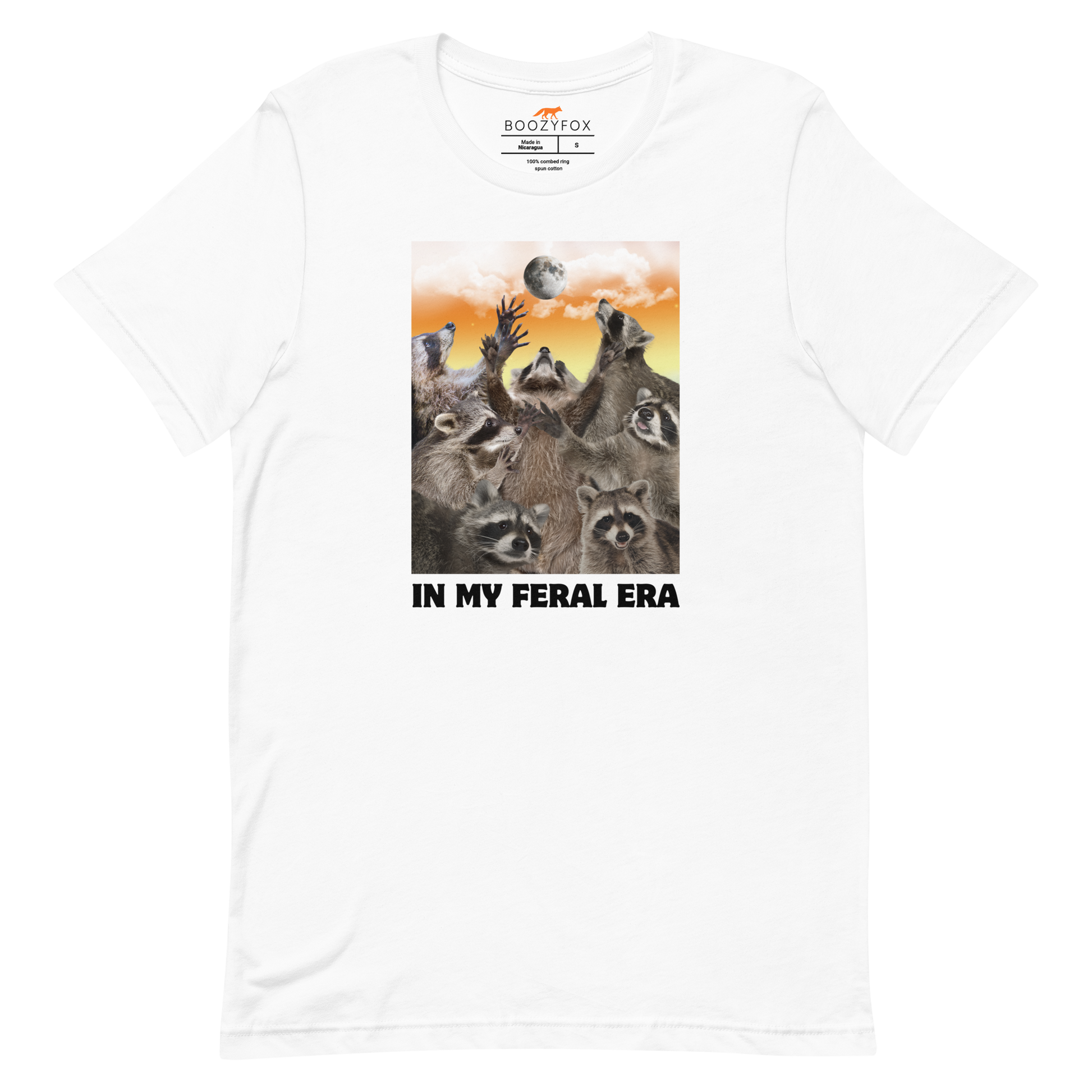 Funny In My Feral Era Raccoon lightweight graphic t-shirt in white by Boozy Fox