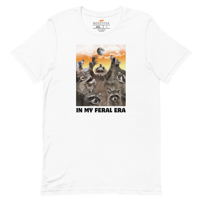 Funny In My Feral Era Raccoon lightweight graphic t-shirt in white by Boozy Fox