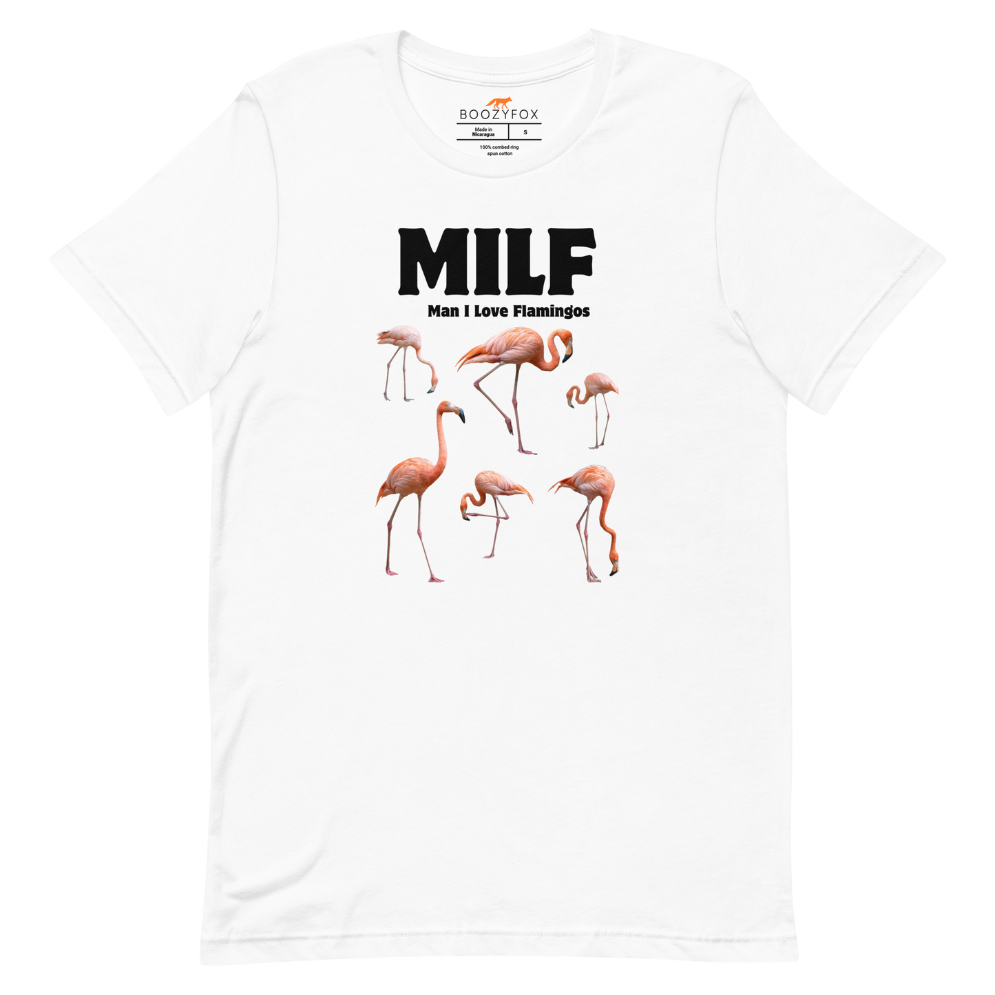 Funny Man I Love Flamingos lightweight graphic tee in white by Boozy Fox