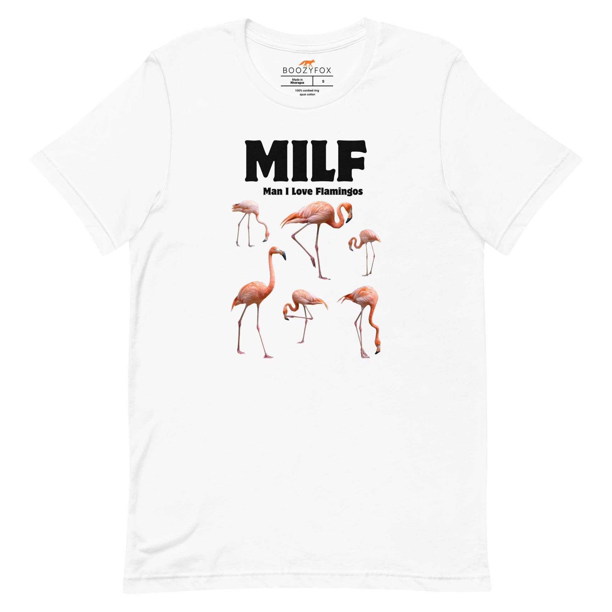 Funny Man I Love Flamingos lightweight graphic tee in white by Boozy Fox