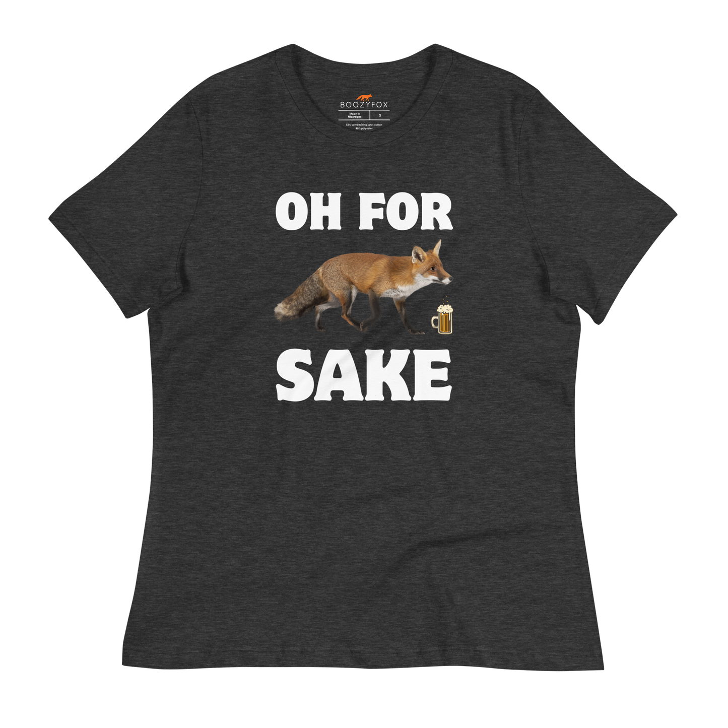 Oh For Fox Sake Women's Relaxed T-Shirt Online - Dark Grey Heather - Boozy Fox