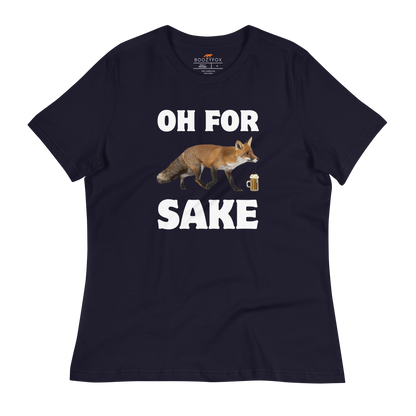 Oh For Fox Sake Women's Relaxed T-Shirt Online - Navy - Boozy Fox