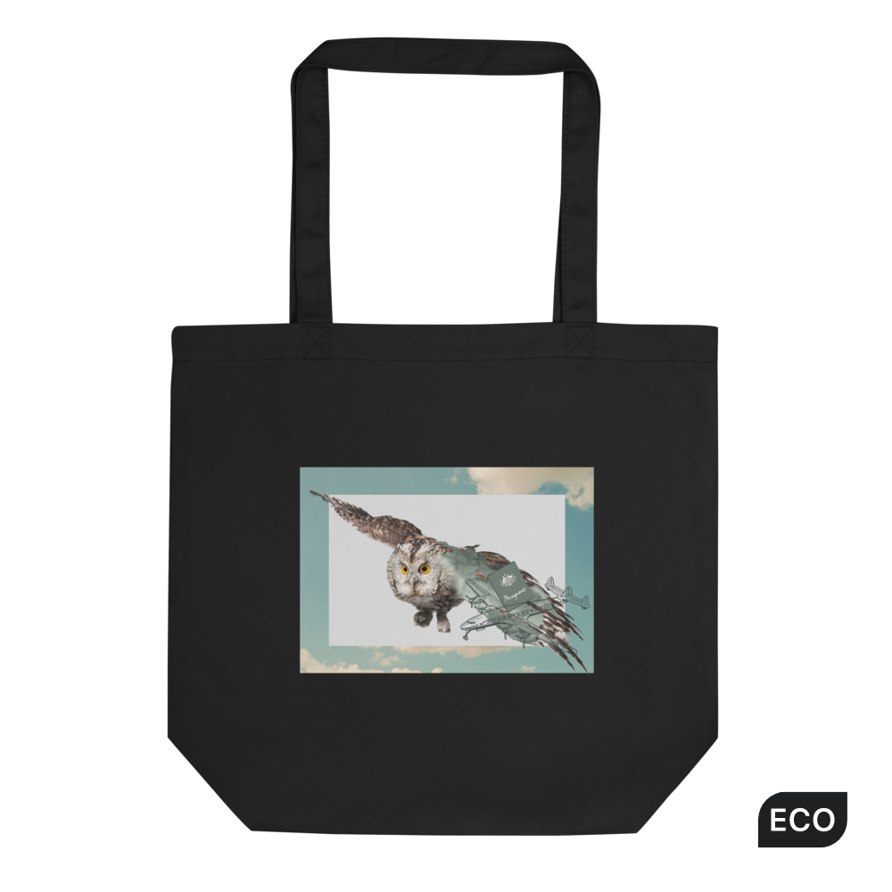 Black Flying Owl Eco Tote Bag - Boozy Fox