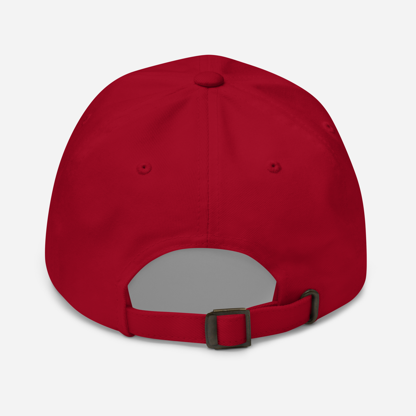 Back of a Cool Cranberry Red Dad Hat featuring an embroidered Boozy Fox logo on front. Shop Cool Dad Hats & Dad Caps Online - Boozy Fox