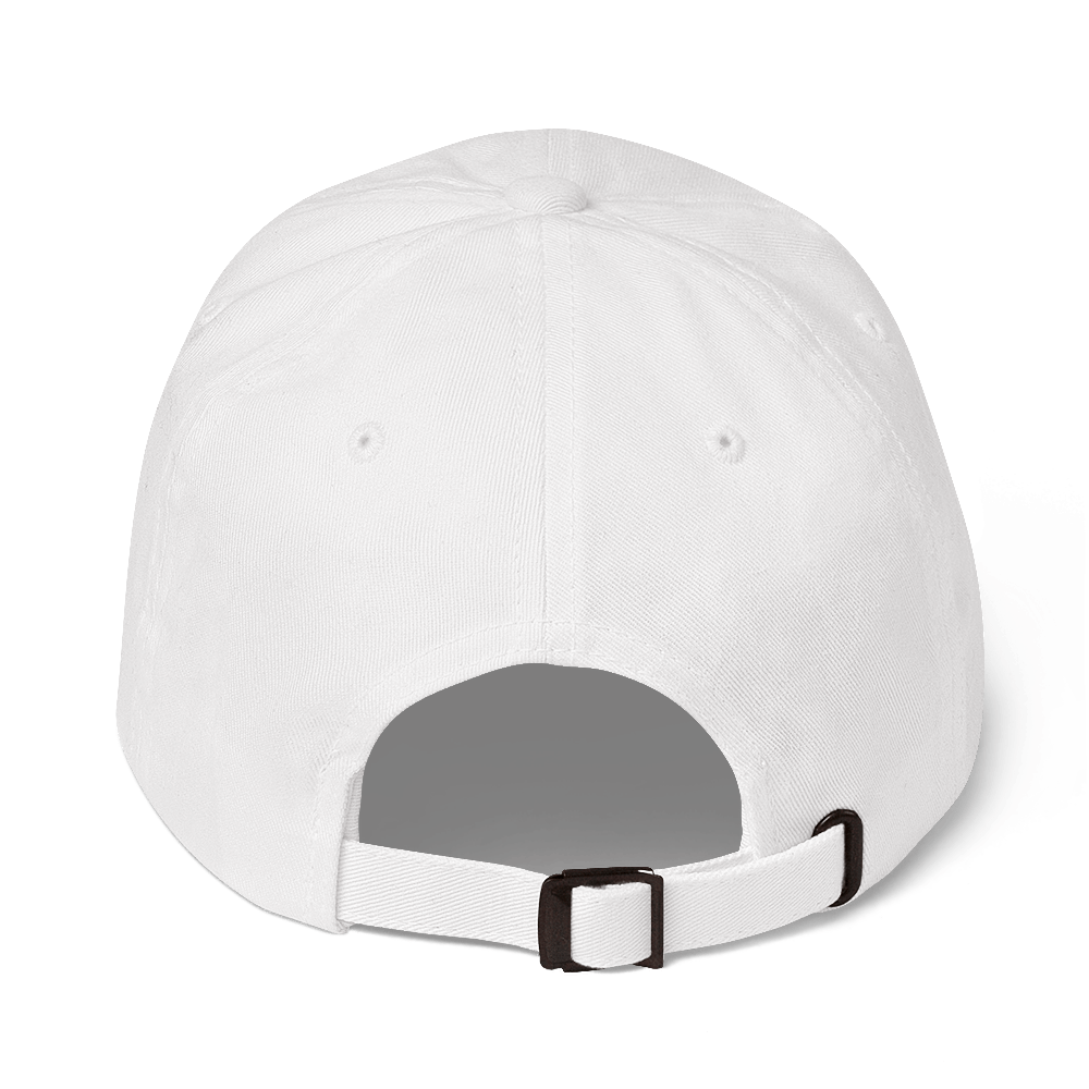 Back of a Cool White Dad Hat featuring an embroidered Boozy Fox logo on front. Shop Cool Dad Hats & Dad Caps Online - Boozy Fox