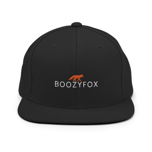 Black Snapback featuring an embroidered Boozy Fox logo on front