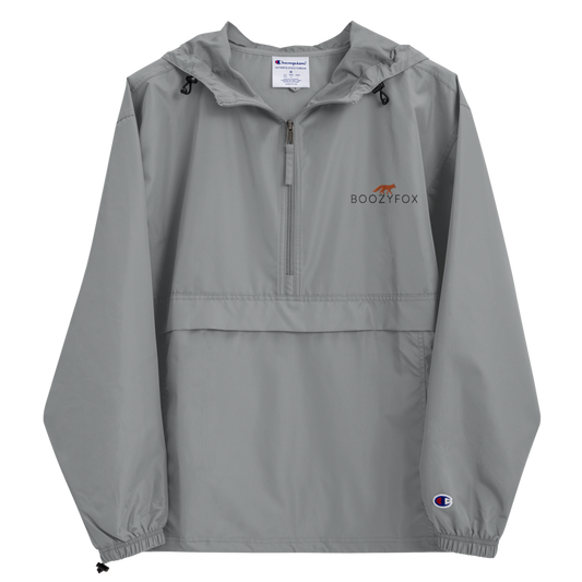 Graphite Grey Champion Packable Jacket featuring a sleek embroidered Boozy Fox logo on the chest - Waterproof Champion Windbreakers & Raincoats - Boozy Fox