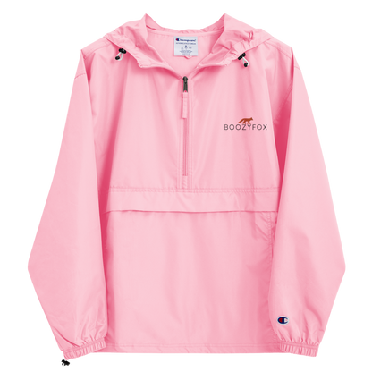 Pink Champion Packable Jacket featuring a sleek embroidered Boozy Fox logo on the chest - Waterproof Champion Windbreakers & Raincoats - Boozy Fox