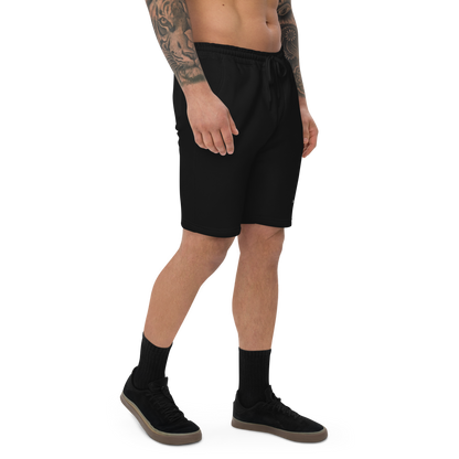 Man Wearing a Black Boozy Fox Men's Fleece Shorts - Boozy Fox