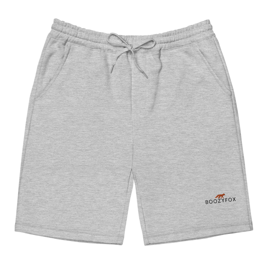 Men's Grey Fleece Shorts featuring an embroidered Boozy Fox logo on front
