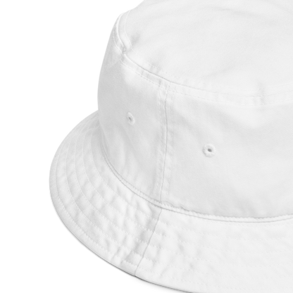 Product details of a White Organic Bucket Hat featuring a recognizable Boozy Fox embroidery logo on the front - Bucket Hats - Boozy Fox