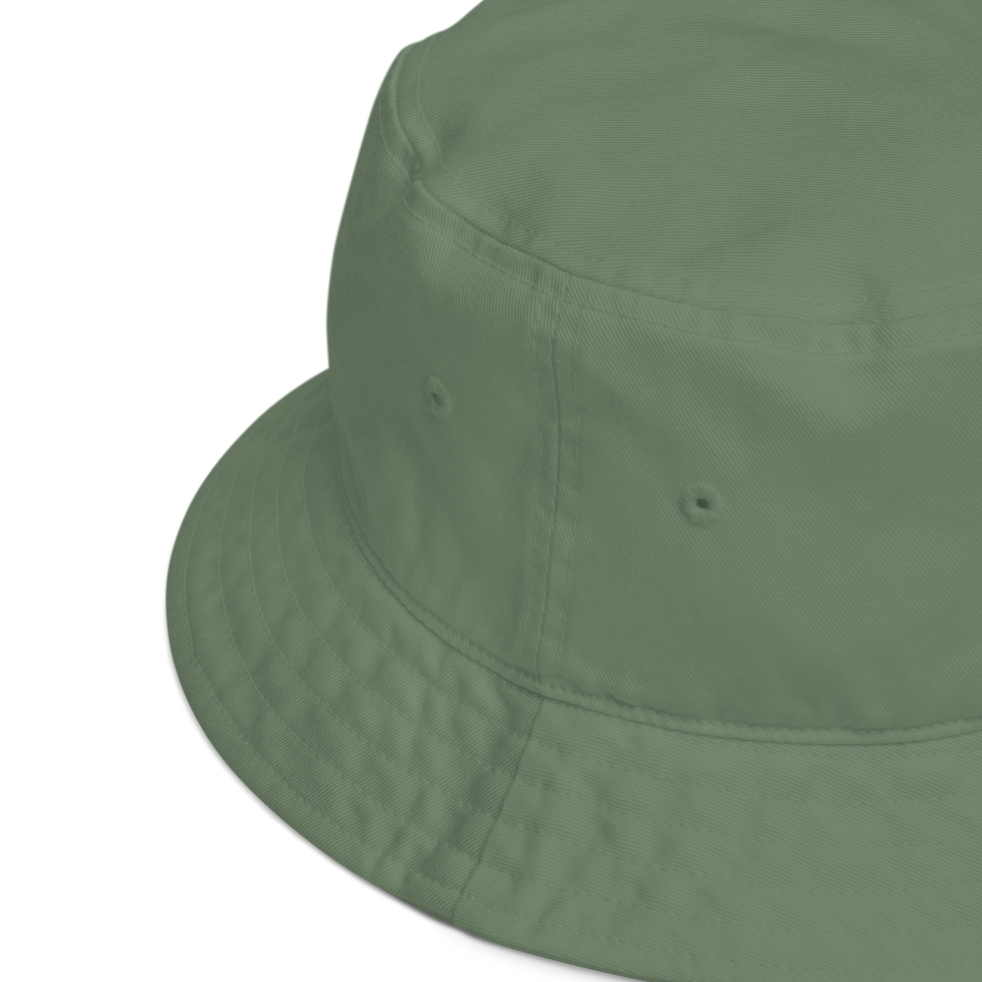 Product details of a Dill Green Organic Bucket Hat featuring a recognizable Boozy Fox embroidery logo on the front - Bucket Hats - Boozy Fox
