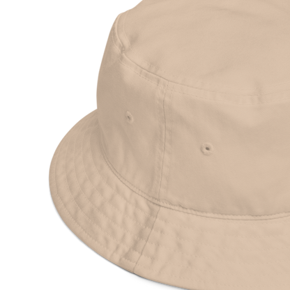 Product details of a Stone Colored Organic Bucket Hat featuring a recognizable Boozy Fox embroidery logo on the front - Bucket Hats - Boozy Fox
