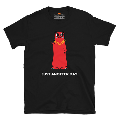 Black Otter T-Shirt featuring a funny Just Anotter Day graphic on the chest - Funny Graphic Otter T-Shirts - Boozy Fox