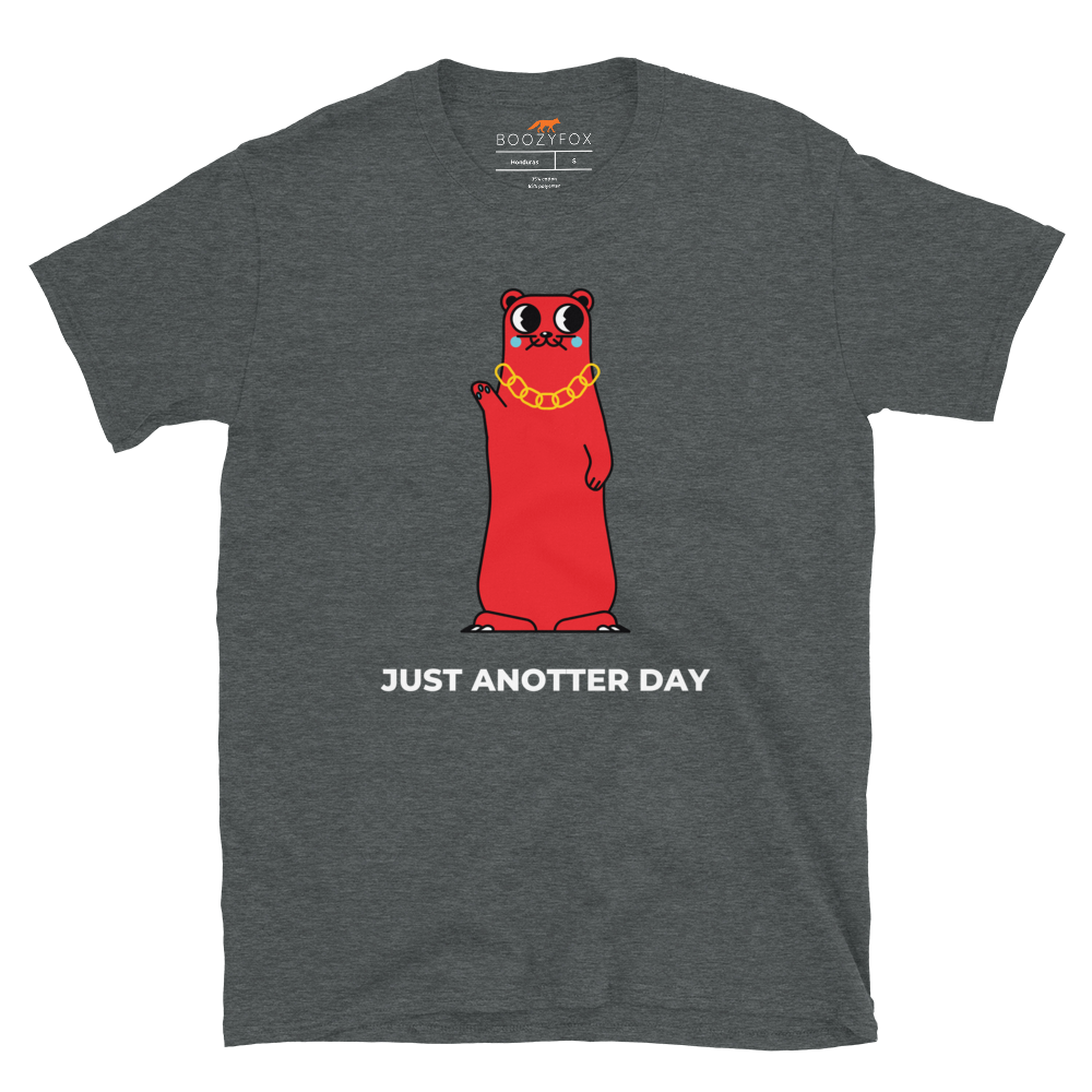 Dark Heather Otter T-Shirt featuring a funny Just Anotter Day graphic on the chest - Funny Graphic Otter T-Shirts - Boozy Fox
