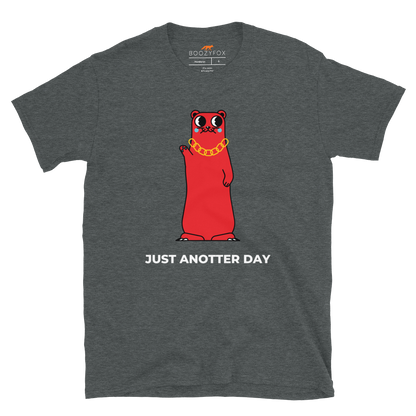Dark Heather Otter T-Shirt featuring a funny Just Anotter Day graphic on the chest - Funny Graphic Otter T-Shirts - Boozy Fox