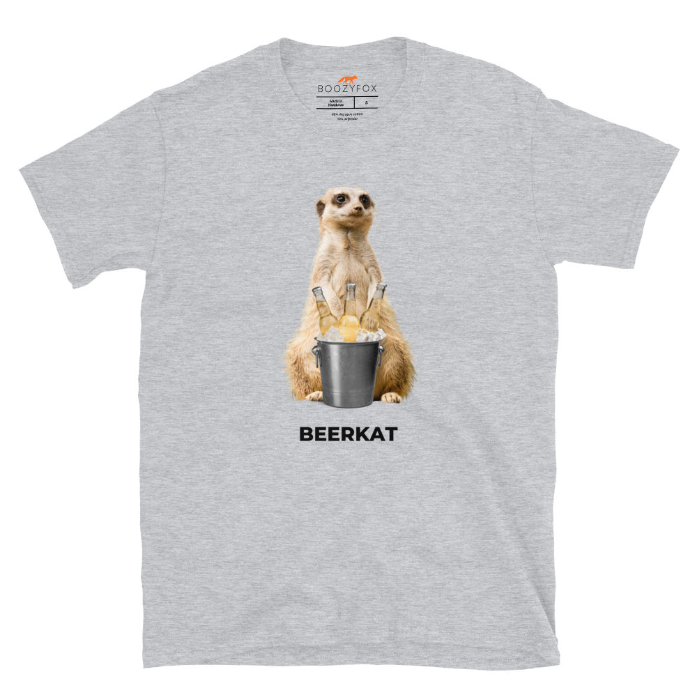 Sport Grey Meerkat T-Shirt featuring a hilarious Beerkat graphic on the chest - Funny Graphic Meerkat T-Shirts - Boozy Fox