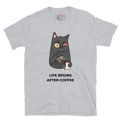 Life Begins After Coffee T-Shirt Online - Sport Grey - Boozy Fox