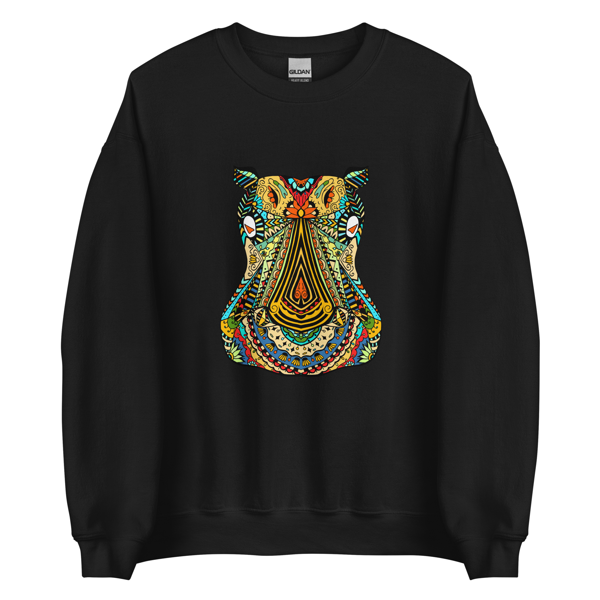 Zentangle Hippo Sweatshirt Online - Black - Boozy Fox