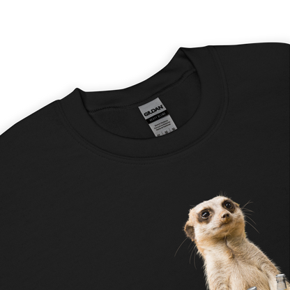 Product Details of a Black Meerkat Sweatshirt featuring a hilarious Beerkat graphic on the chest - Funny Graphic Meerkat Sweatshirts - Boozy Fox