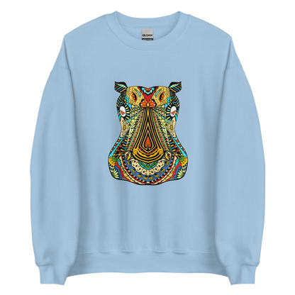 Zentangle Hippo Sweatshirt Online - Light Blue - Boozy Fox