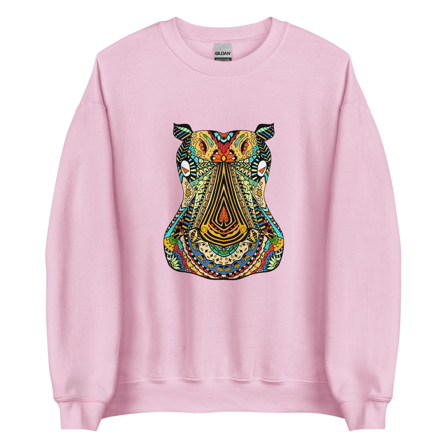 Zentangle Hippo Sweatshirt Online - Light Pink - Boozy Fox