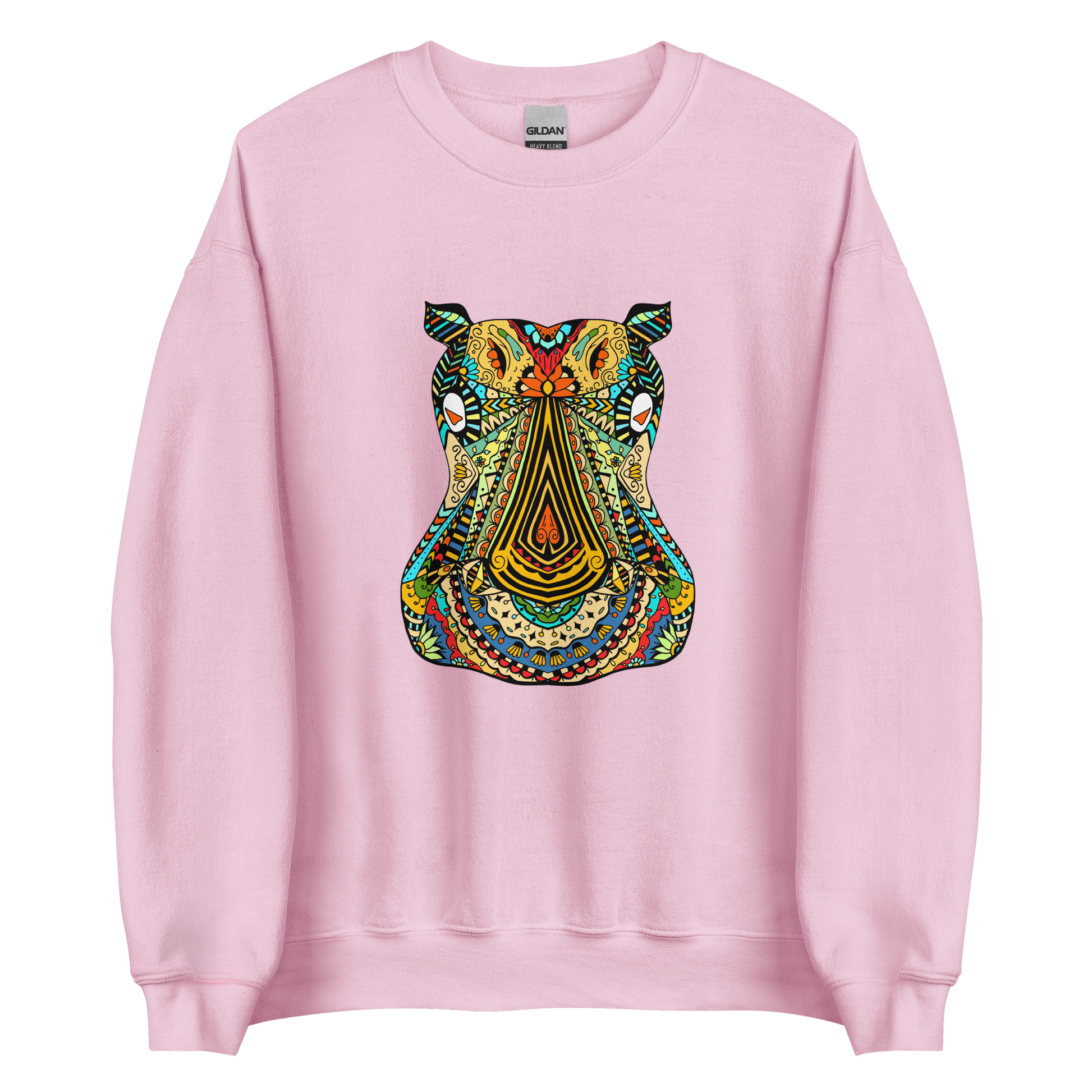 Zentangle Hippo Sweatshirt Online - Light Pink - Boozy Fox