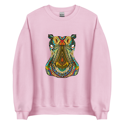 Zentangle Hippo Sweatshirt Online - Light Pink - Boozy Fox