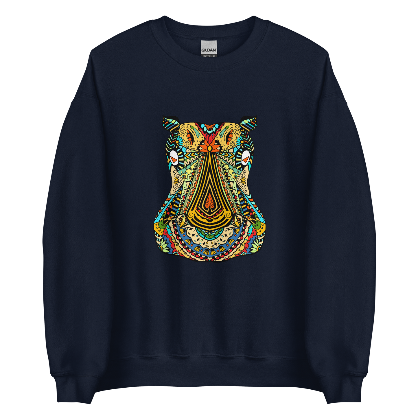 Zentangle Hippo Sweatshirt Online - Navy - Boozy Fox