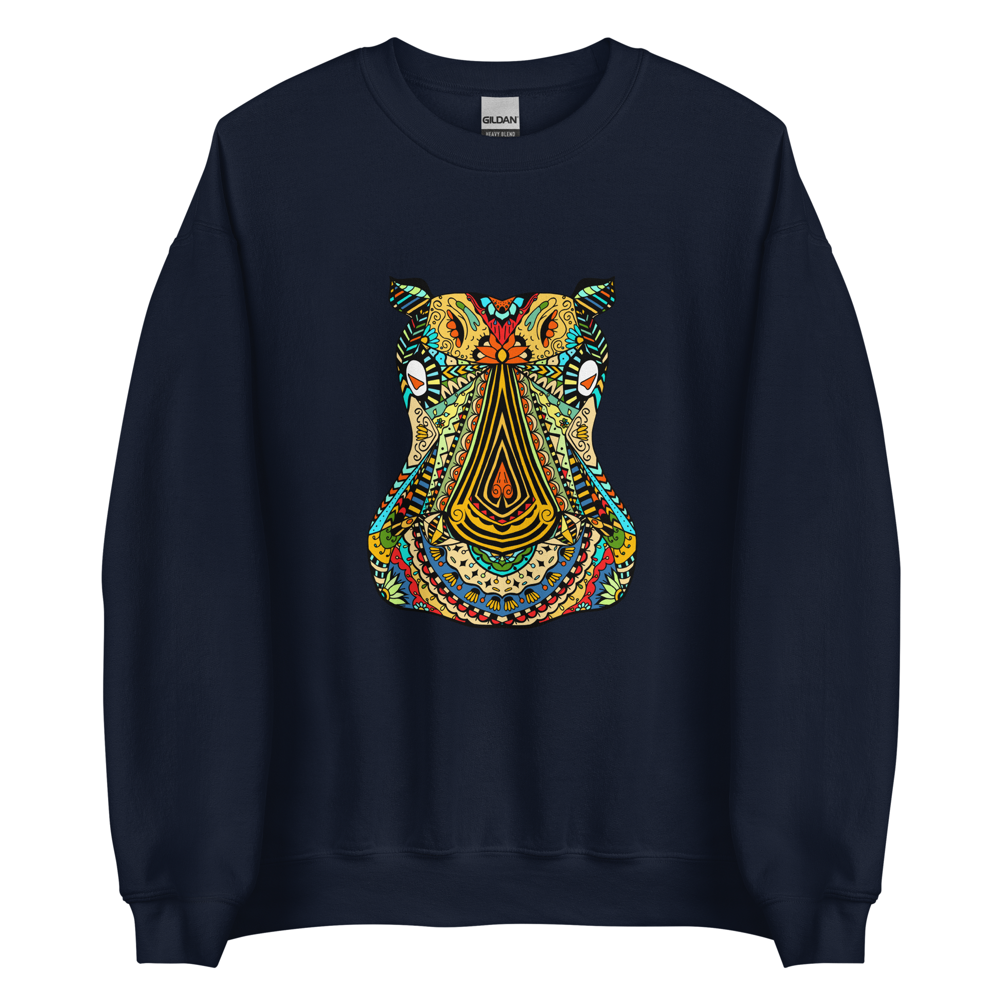 Zentangle Hippo Sweatshirt Online - Navy - Boozy Fox