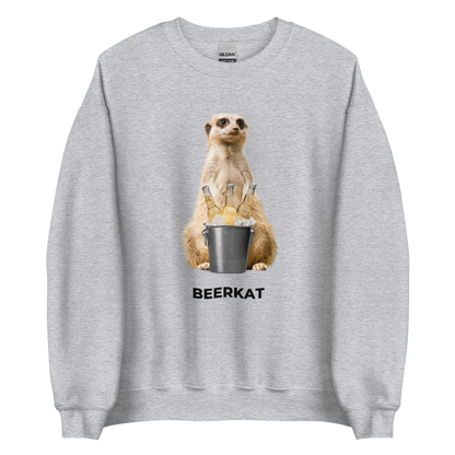 Sport Grey Meerkat Sweatshirt featuring a hilarious Beerkat graphic on the chest - Funny Graphic Meerkat Sweatshirts - Boozy Fox