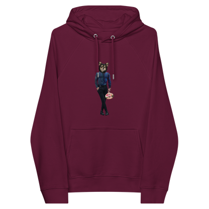 Burgundy Anthropomorphic Dog Raglan Hoodie featuring an adorable Anthropomorphic Dog graphic on the chest - Funny Graphic Dog Hoodies - Boozy Fox